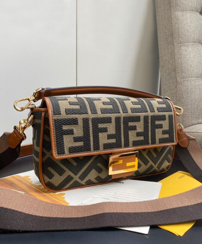 Fendi FF Canvas Bag 8BR600 Coffee